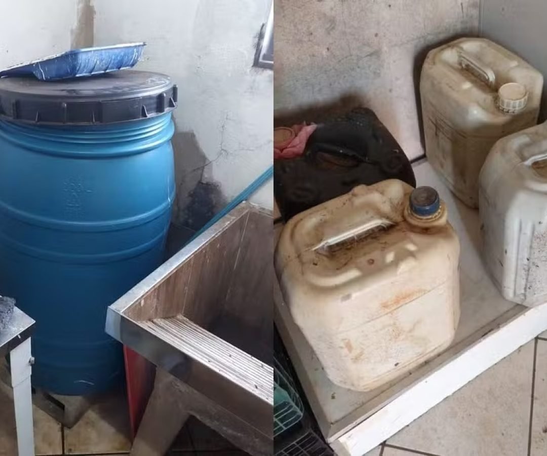 Galões de combustível, tonél com álcool e vasilhames de bebidas são encontrados durante operação contra falsificação de bebidas no Paraná