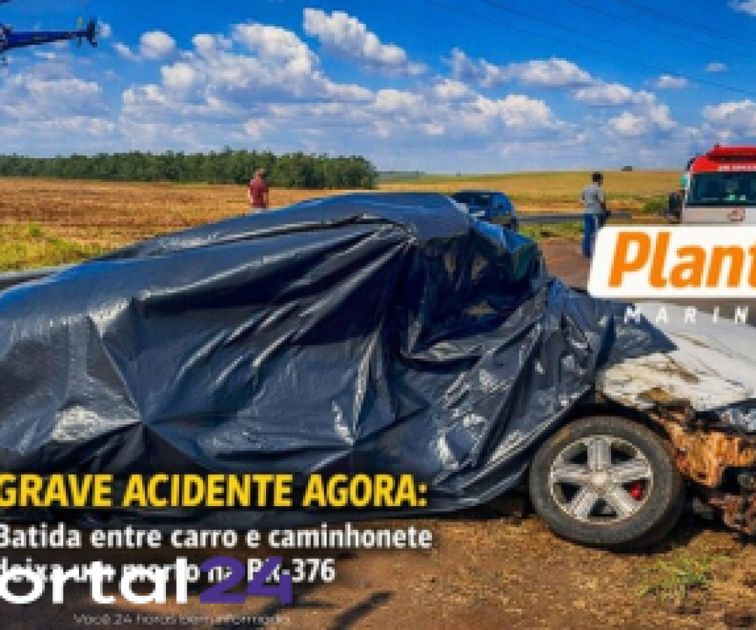 Batida entre carro e caminhonete deixa um morto na BR-376 entre Marialva e Mandaguari