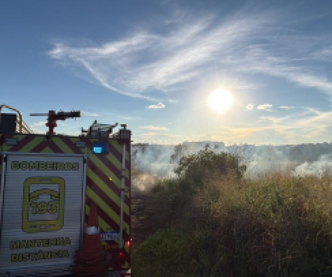 Bombeiros combatem incêndio ambiental no 14 de Novembro