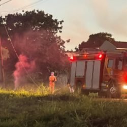 Bombeiros combatem incêndio no Santa Cruz