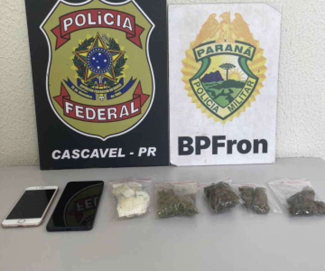 BPFRON e Polícia Federal apreendem droga e celulares na BR-277, em Cascavel