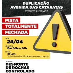 Rodovia das Cataratas terá detonação de rochas na próxima sexta-feira