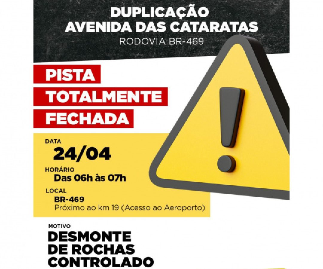 Rodovia das Cataratas terá detonação de rochas na próxima sexta-feira