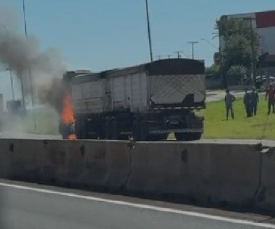 Caminhão pega fogo na BR-277