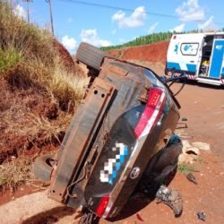 Capotamento é registrado na BR-163 em Santa Maria