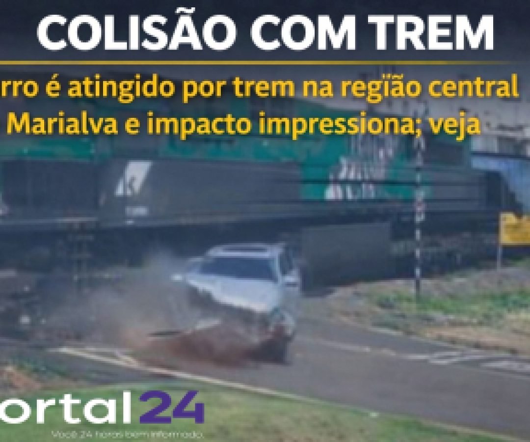 Carro é atingido por trem na área central de Marialva