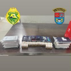Choque apreende 22 iPhones e medicamentos escondidos em ônibus na BR-277