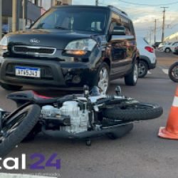 Colisão deixa motociclista ferido em cruzamento da Av. Brasil com Rua Capanema