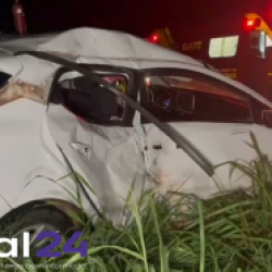 Colisão entre carro e motocicleta deixa duas pessoas feridas na BR-467