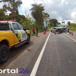 Colisão frontal deixa dois mortos na PR-182, em Diamante do Norte