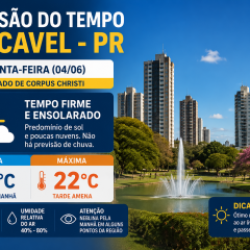 Corpus Christi terá sol, frio pela manhã e tempo firme em Cascavel