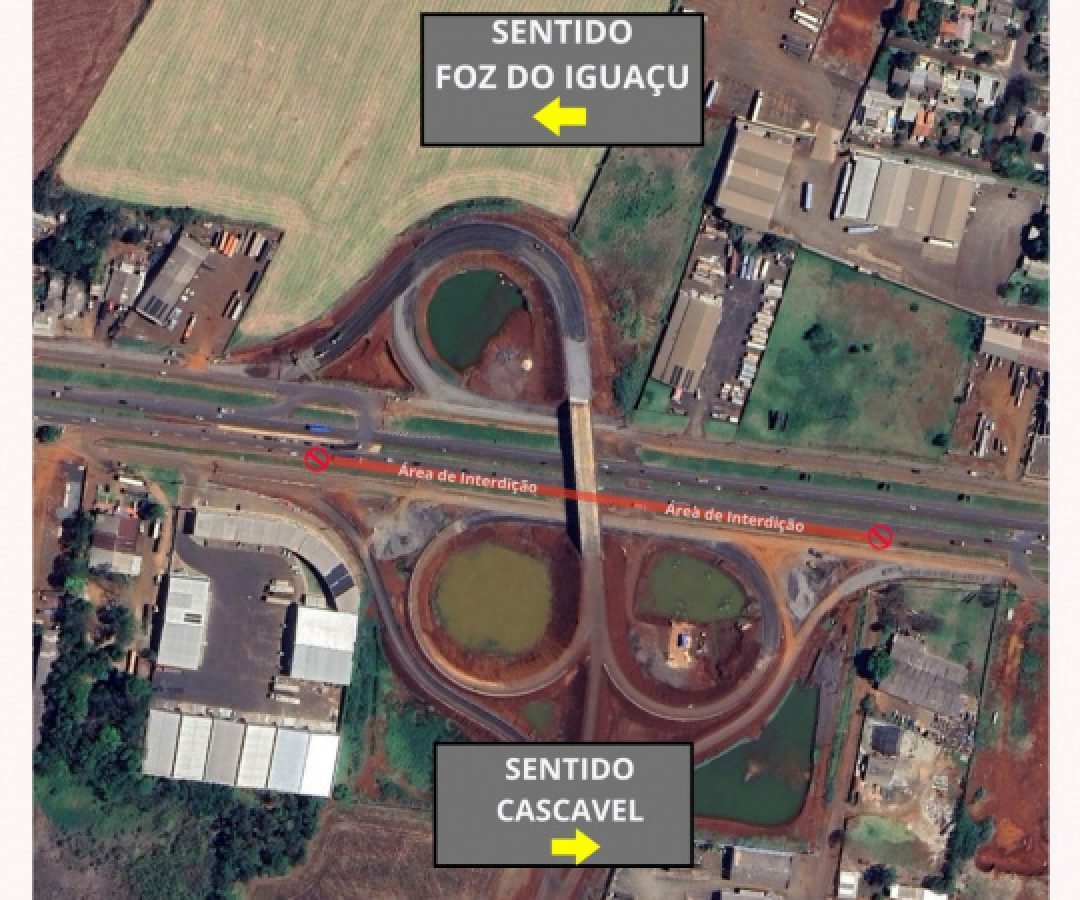 Perimetral Leste: BR-277 terá nova interdição parcial em Foz do Iguaçu a partir desta segunda