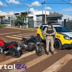 Duas motocicletas são apreendidas pela PM durante fiscalização no Jardim Diamante, em Palotina