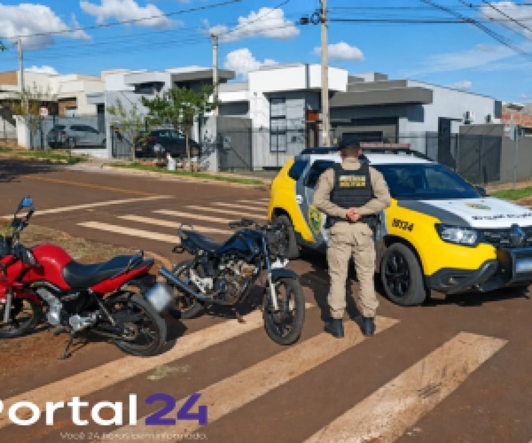 Duas motocicletas são apreendidas pela PM durante fiscalização no Jardim Diamante, em Palotina