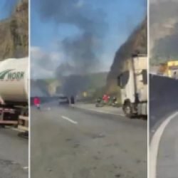 Explosão de caminhão-tanque na Dutra deixa dois mortos, feridos graves e interdita rodovia por horas