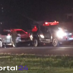 Fiat Toro bate em viatura do BPFron na BR-277, em Santa Tereza do Oeste