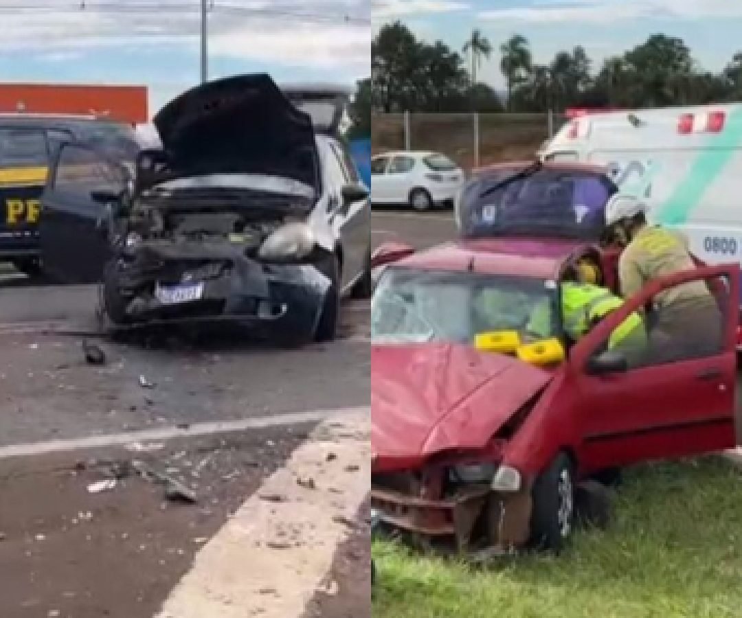 Forte colisão interdita a BR-277 no Trevo Guarujá em Cascavel