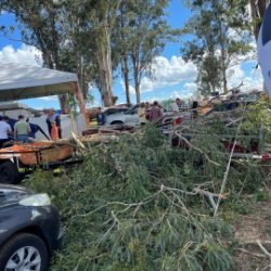 Galho de árvore cai sobre barraca e deixa ferido durante festa em Espigão Alto do Iguaçu