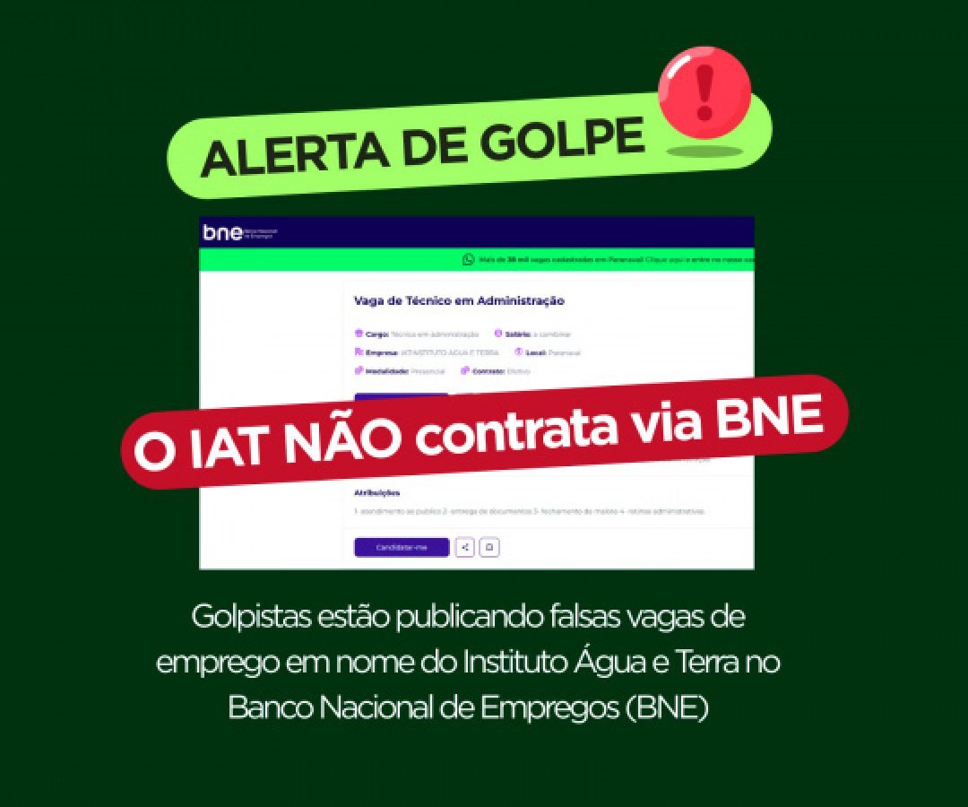 IAT alerta para golpe do emprego falso em nome do órgão ambiental
