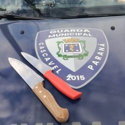 Guarda Municipal prende homem suspeito de ameaçar esposa com faca em Cascavel