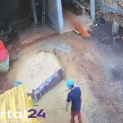 Homem é flagrado furtando materiais em construção no Bairro Santa Cruz