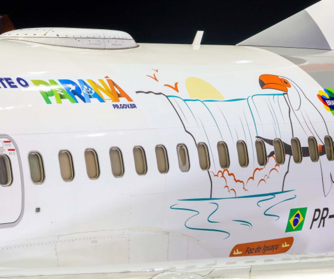 Desenho das Cataratas do Iguaçu passa a ilustrar avião da frota temática da Gol