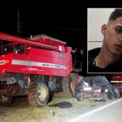 Jovem de 19 anos morre após carro atingir máquina agrícola na PR-456