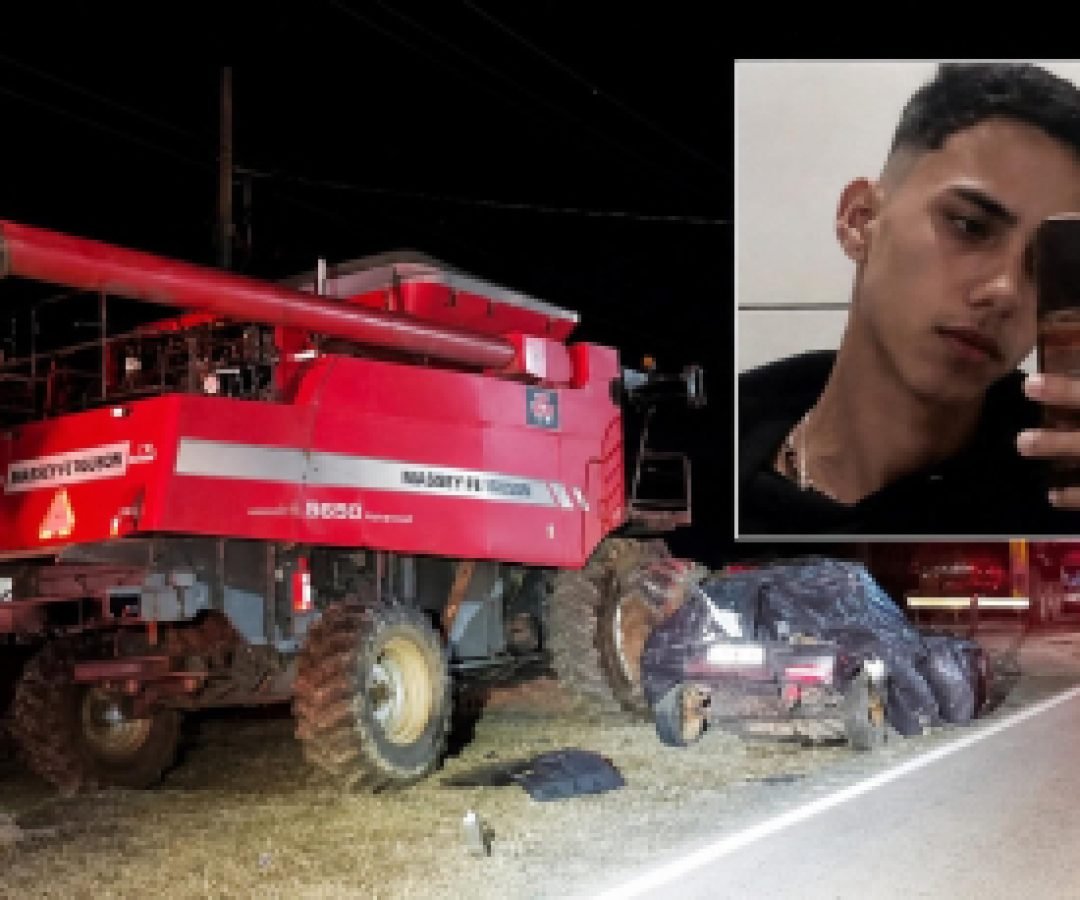Jovem de 19 anos morre após carro atingir máquina agrícola na PR-456