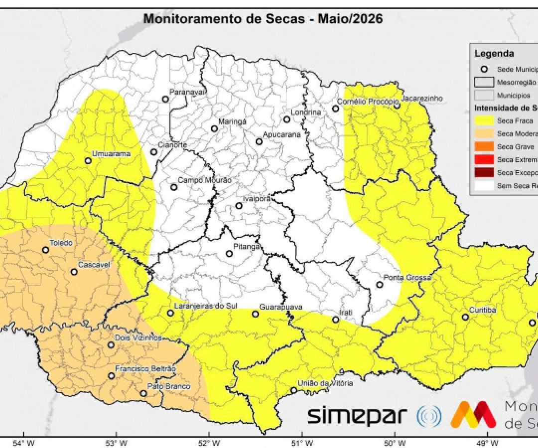 Seca recua em várias regiões do Paraná, aponta monitor nacional