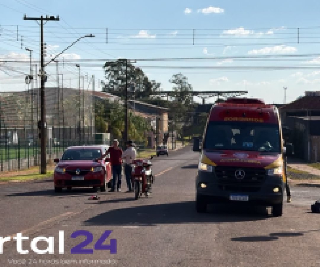 Motociclista de 36 anos fratura o joelho em acidente na Rua Guaias, em Cascavel