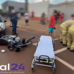 Motociclista sofre fratura aberta após colisão com carro em cruzamento no Brasmadeira