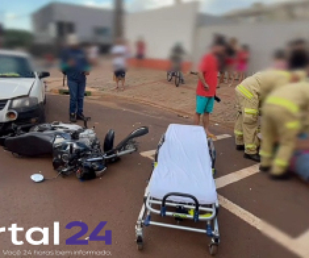Motociclista sofre fratura aberta após colisão com carro em cruzamento no Brasmadeira