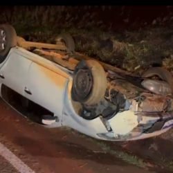 Motorista fica ferido após capotamento na BR-486 entre Tupãssi e Cascavel