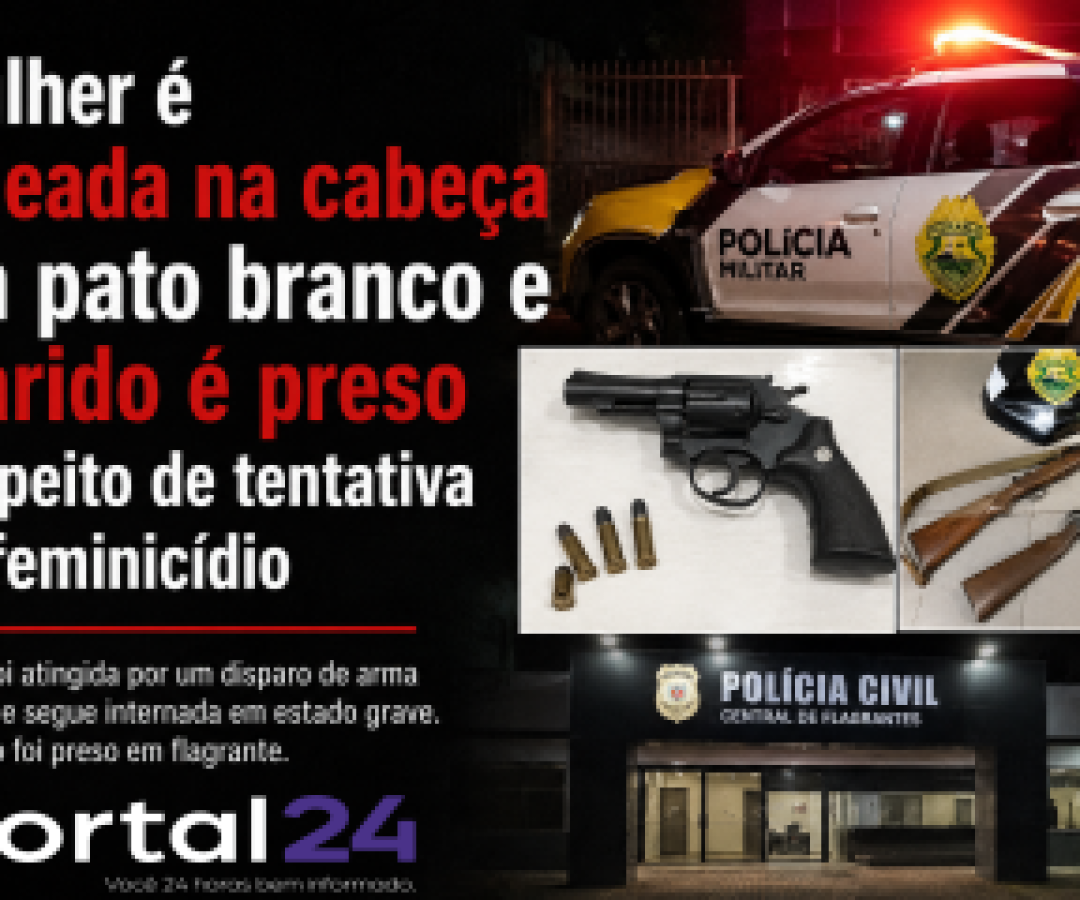 Mulher é baleada na cabeça em Pato Branco e marido é preso suspeito de tentativa de feminicídio