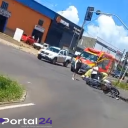 Mulher fica ferida em acidente de trânsito na Avenida Rocha Pombo, em Cascavel