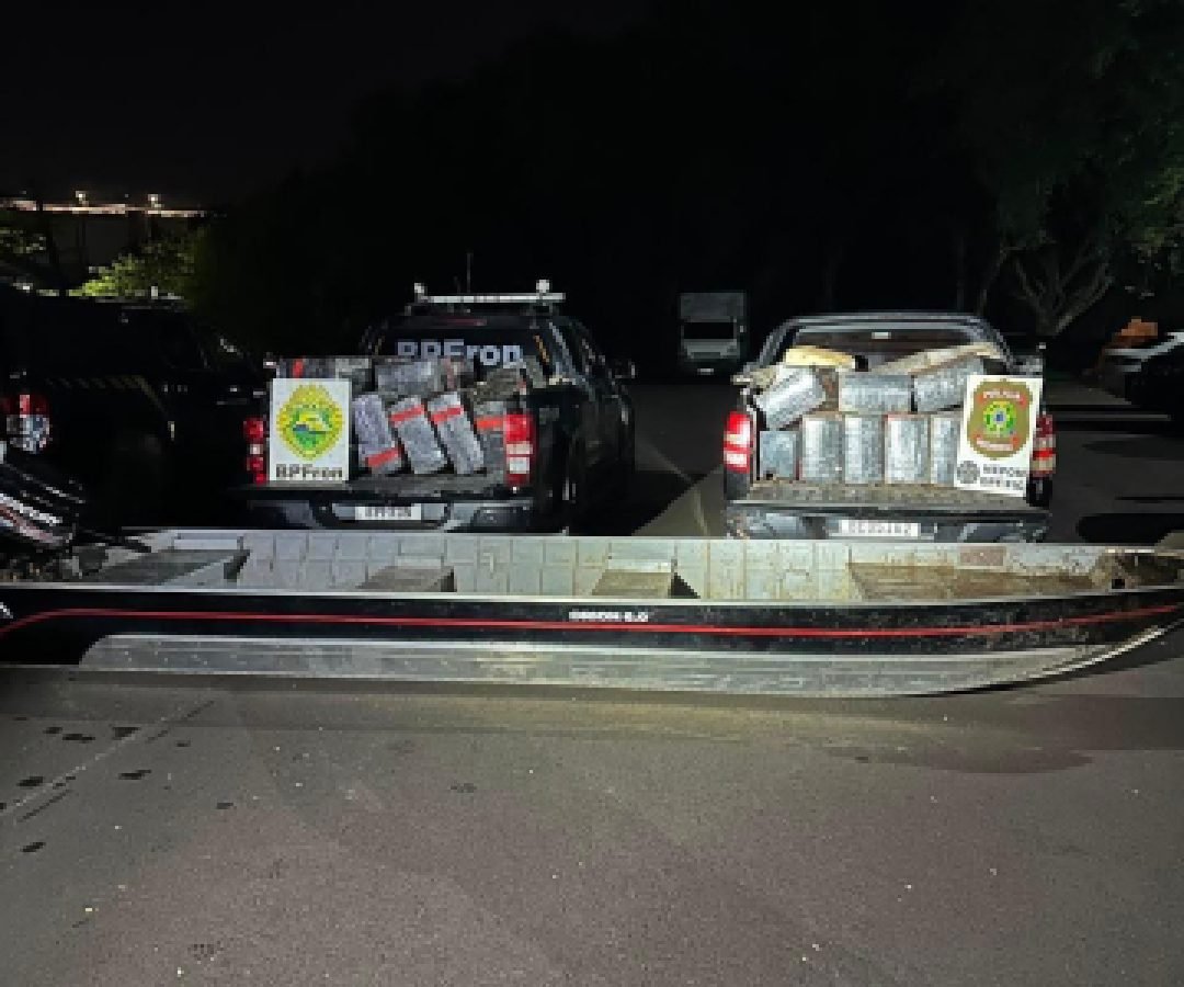 PF e PM apreendem mais de uma tonelada de maconha no Rio Paraná