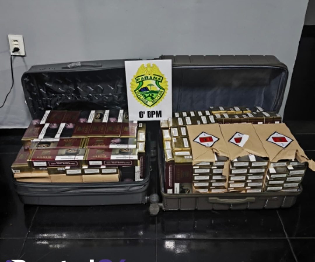 PM apreende malas com cigarros contrabandeados em ônibus na rodoviária de Medianeira