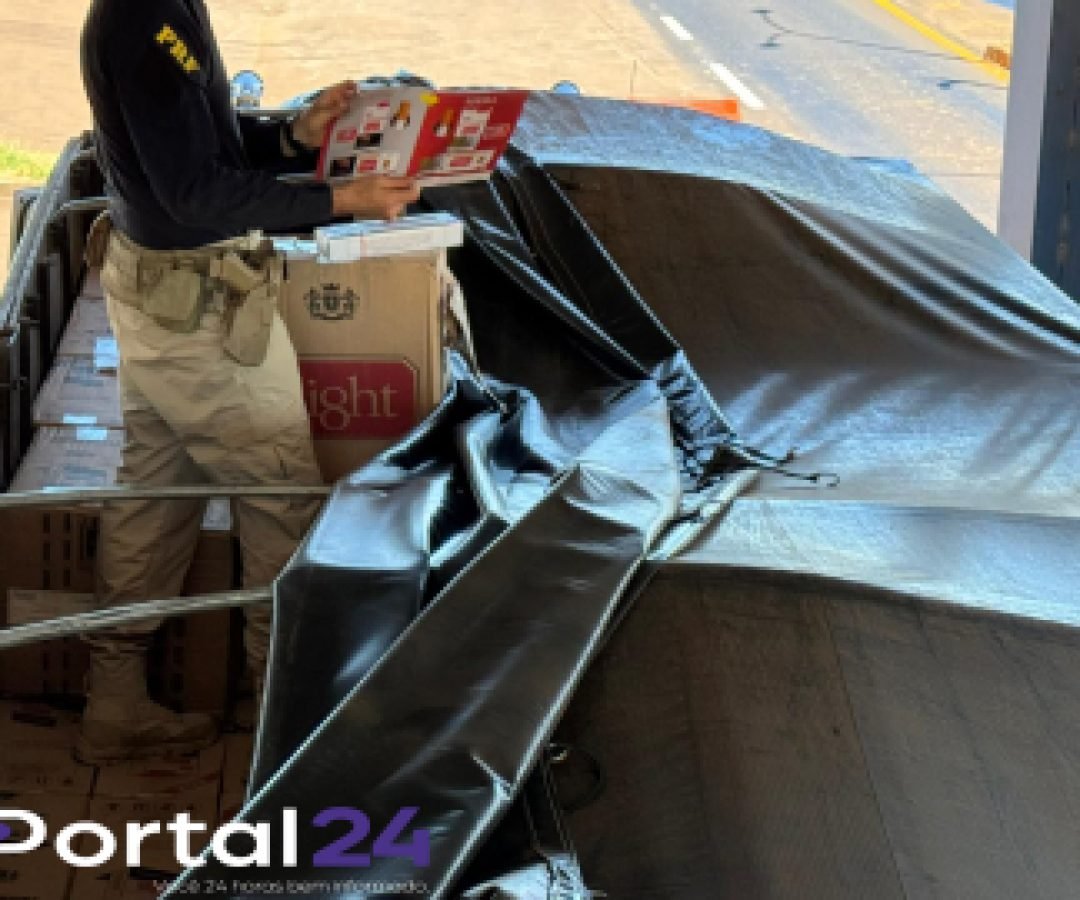 PRF apreende 600 mil maços de cigarros contrabandeados em bitrem na BR-487