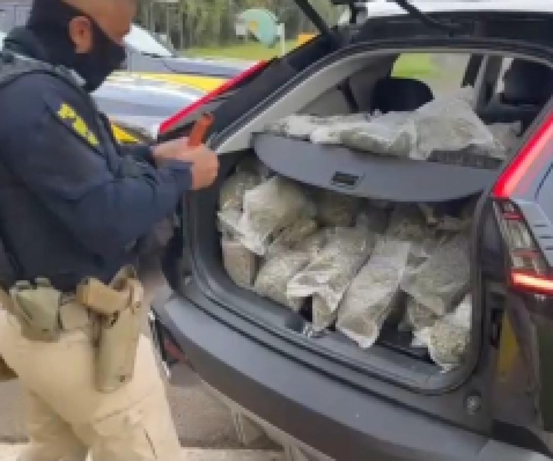 PRF apreende mais de 200 quilos de maconha durante fiscalização na BR-277, em Guarapuava