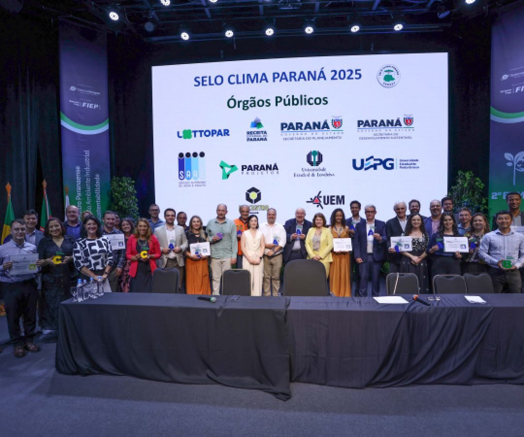 Com recorde, Estado premia 308 organizações e municípios com o Selo Clima Paraná
