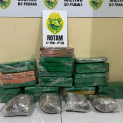 ROTAM apreende 25 kg de maconha com adolescente em ônibus na rodoviária de Santa Tereza do Oeste