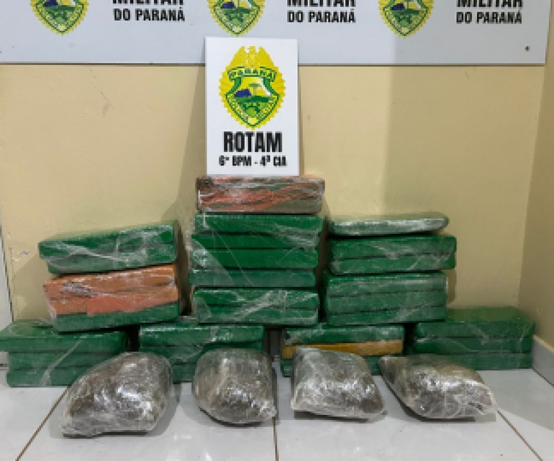 ROTAM apreende 25 kg de maconha com adolescente em ônibus na rodoviária de Santa Tereza do Oeste