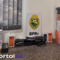 ROTAM apreende 50 celulares transportados ilegalmente na PR-596 em Santa Tereza do Oeste