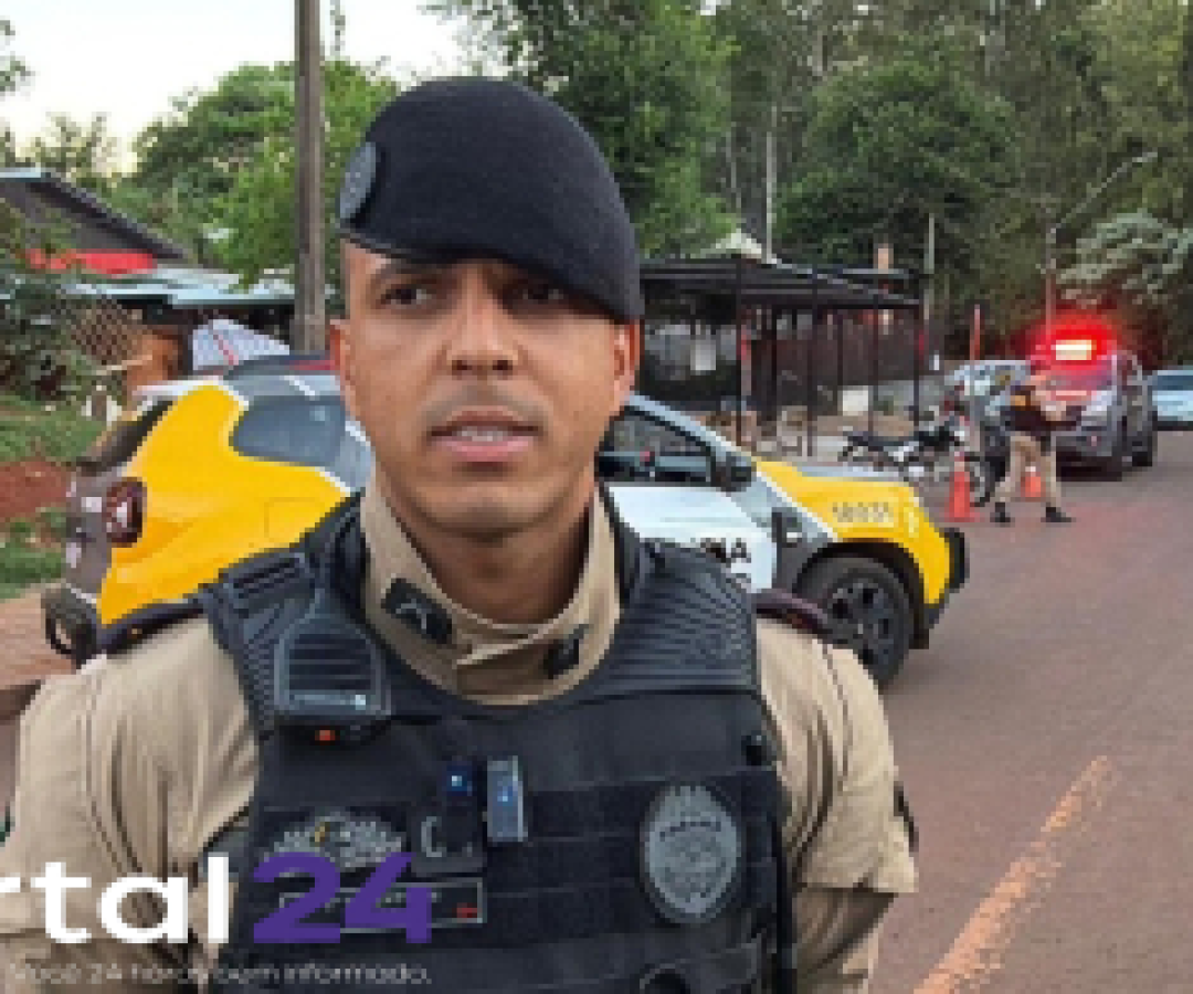 Tenente D Jesus repassa informações sobre homicídio no bairro 14 de Novembro, em Cascavel