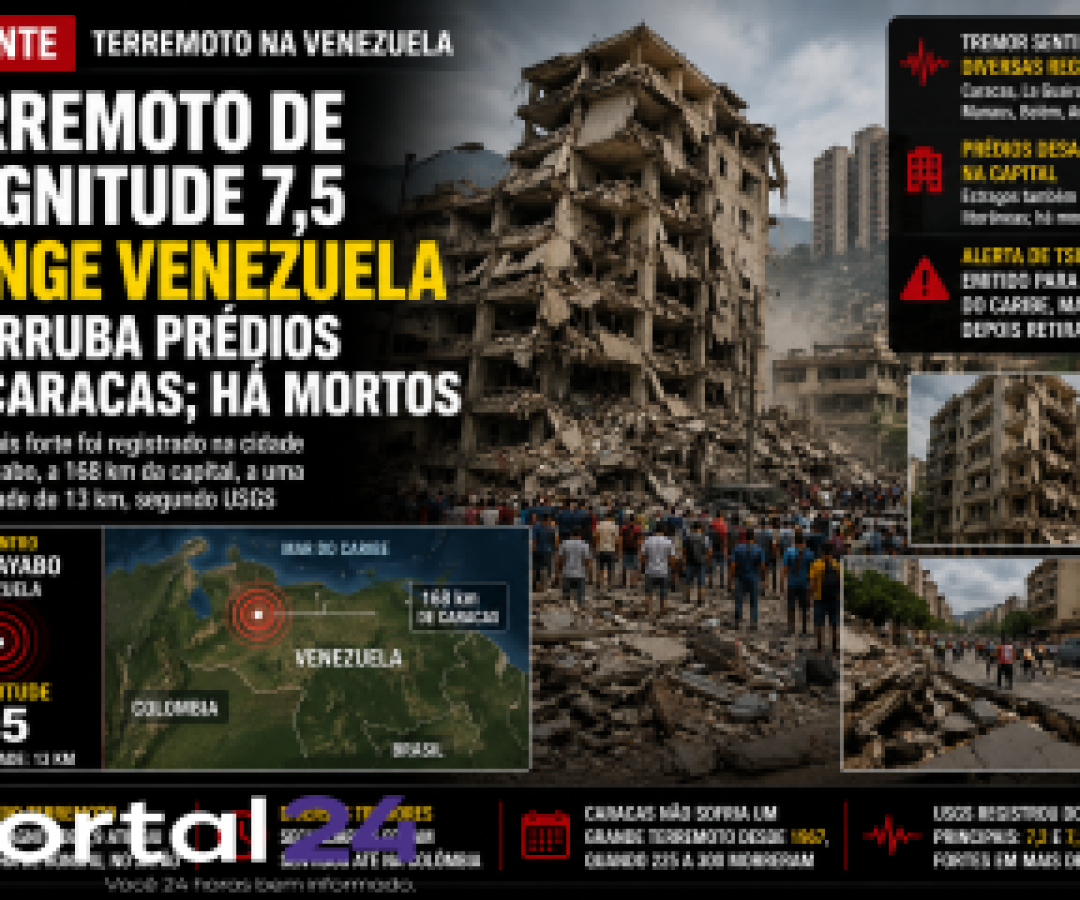 Terremoto de magnitude 7,5 atinge a Venezuela e derruba prédios em Caracas