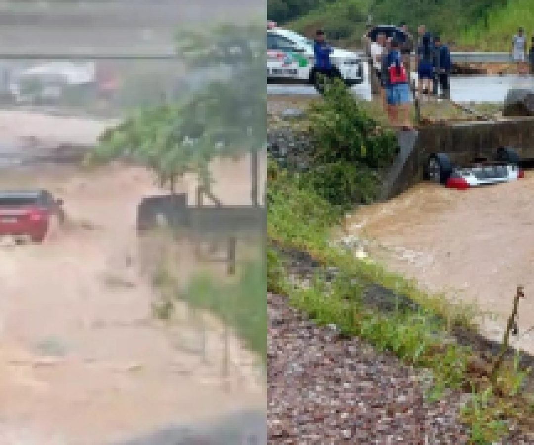 pai, mãe e bebê morrem após carro ser arrastado pela enxurrada no Morro do Gato