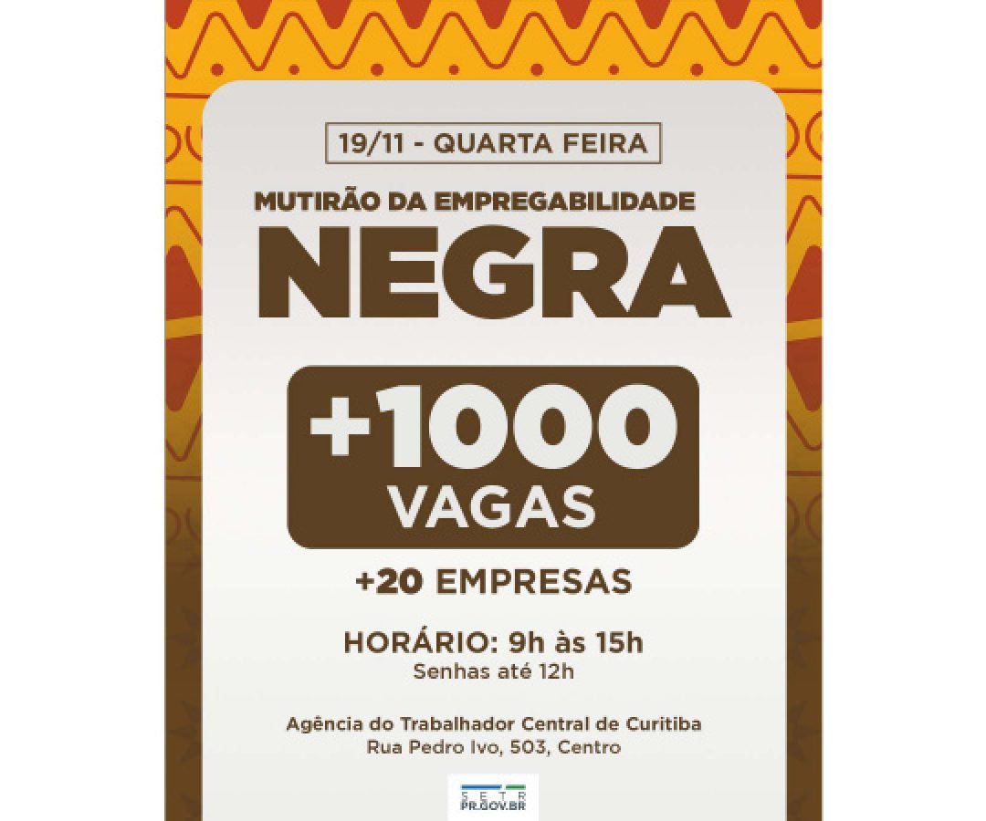 Estado promove na quarta-feira mutirão de emprego em alusão ao Dia da Consciência Negra