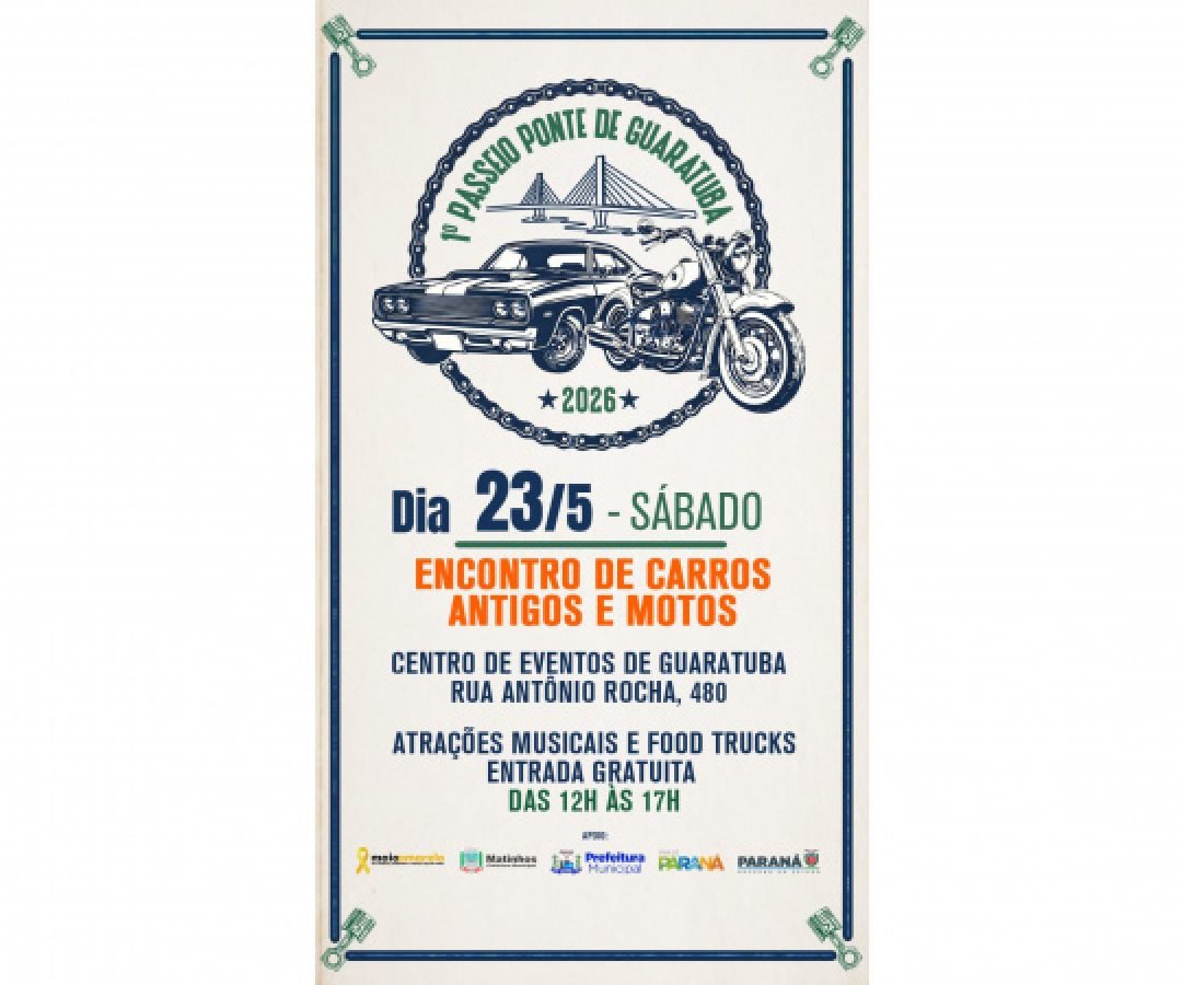 Ponte de Guaratuba vai receber desfile de motos e carros antigos no próximo sábado